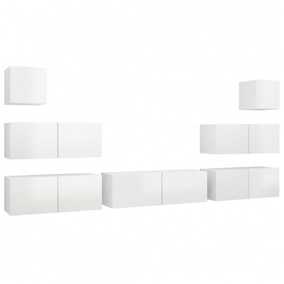 Ensemble de meuble TV 7 pcs Blanc brillant Aggloméré