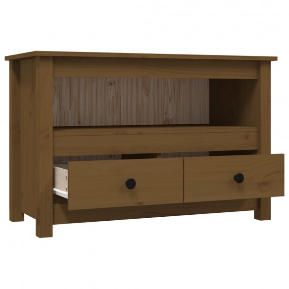 Meuble TV Marron miel 79x35x52 cm Bois de pin massif