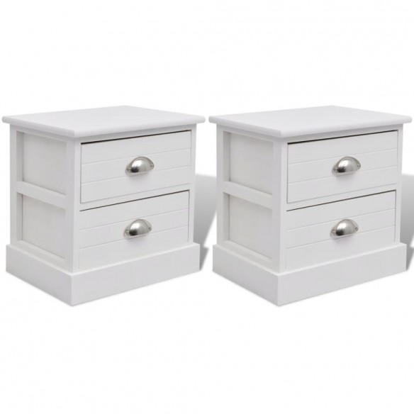 Table de chevet 2 pcs Blanc