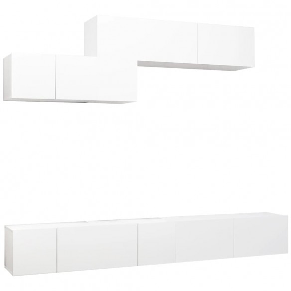 Ensemble de meuble TV 6 pcs Blanc Aggloméré