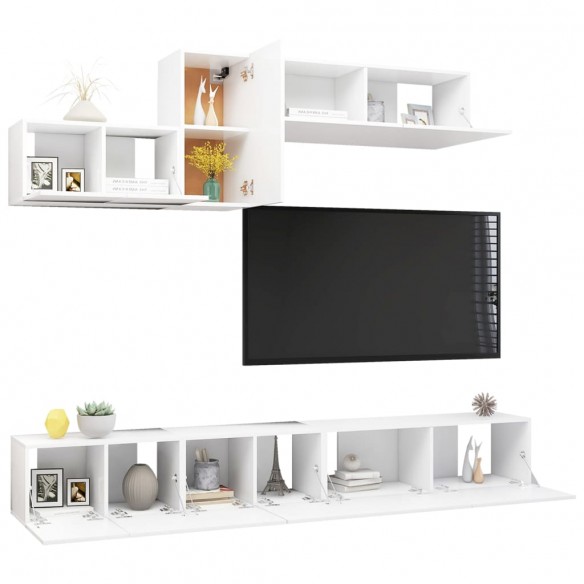 Ensemble de meuble TV 6 pcs Blanc Aggloméré