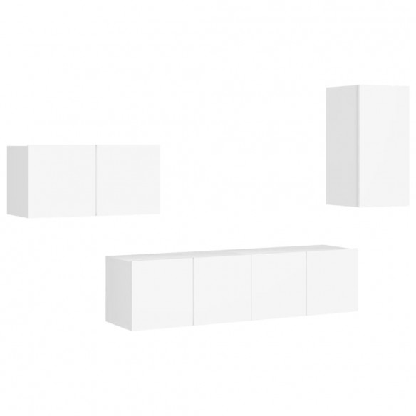 Ensemble de meuble TV 4 pcs Blanc Aggloméré