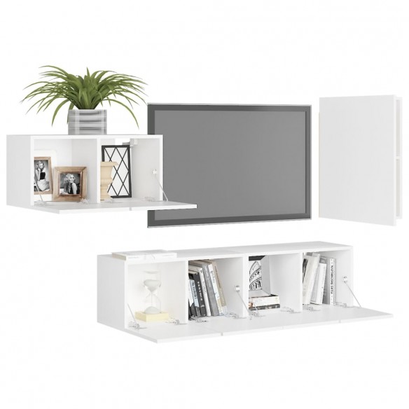 Ensemble de meuble TV 4 pcs Blanc Aggloméré