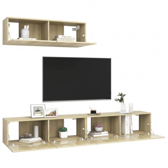 Meubles TV 3 pcs Chêne sonoma Aggloméré