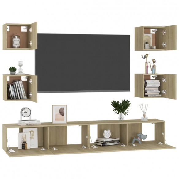 Ensemble de meubles TV 6 pcs Chêne sonoma Aggloméré