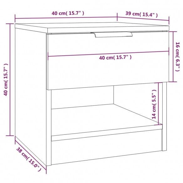 Table de chevet Blanc Bois d'ingénierie