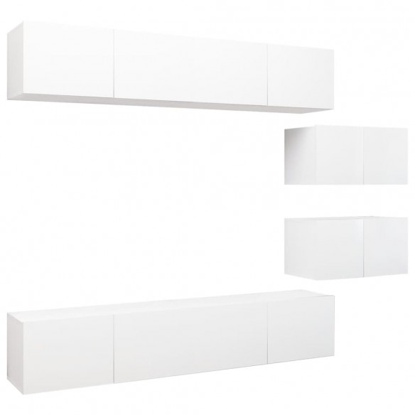 Ensemble de meuble TV 6 pcs Blanc Aggloméré