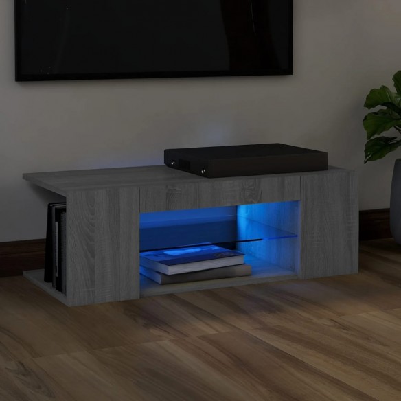 Meuble TV avec lumières LED Sonoma gris 90x39x30 cm