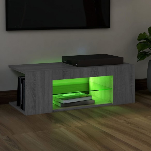 Meuble TV avec lumières LED Sonoma gris 90x39x30 cm