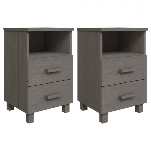 Tables de chevet HAMAR 2 pcs Gris clair 40x35x62 cm Bois massif