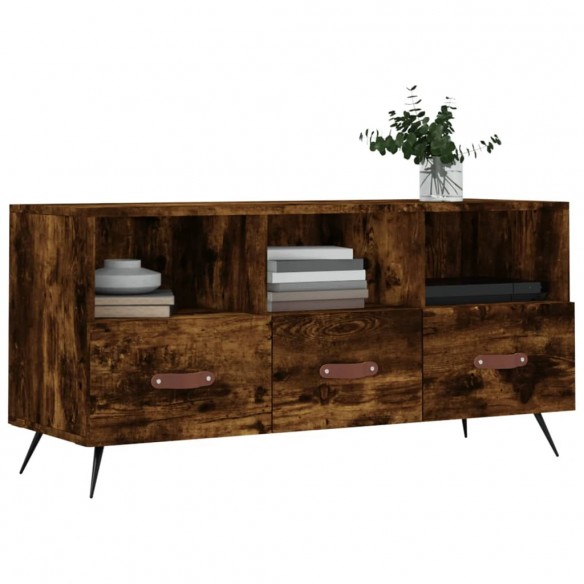 Meuble TV chêne fumé 102x36x50 cm bois d'ingénierie