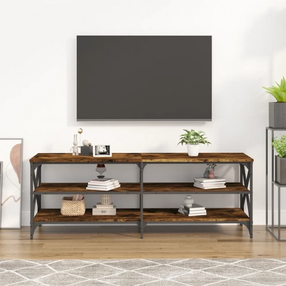 Meuble TV chêne fumé 140x40x50 cm bois d'ingénierie