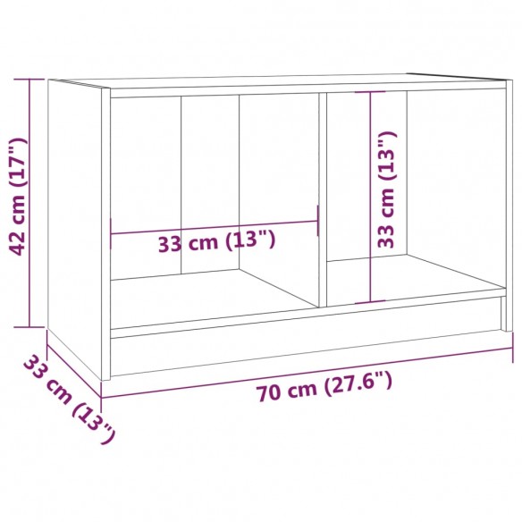 Meuble TV Marron miel 70x33x42 cm Bois de pin massif