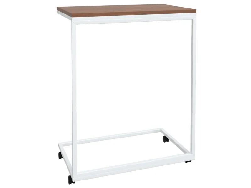Table d'appoint avec roues Blanc 55x35x70 cm 