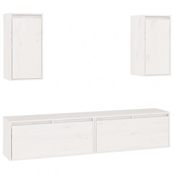 Meubles TV 4 pcs Blanc Bois massif de pin