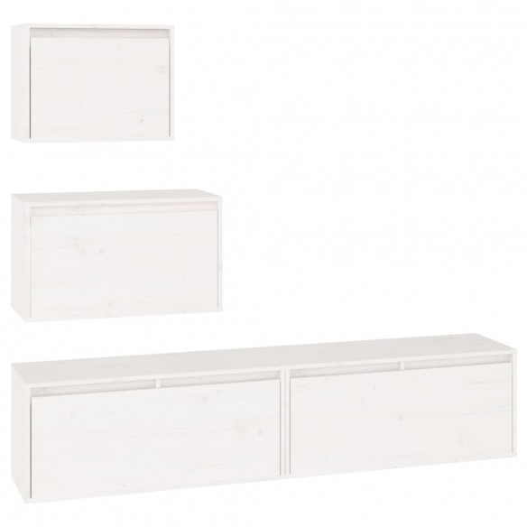 Meubles TV 4 pcs Blanc Bois massif de pin