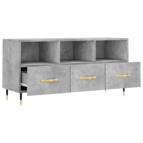 Meuble TV gris béton 102x36x50 cm bois d'ingénierie