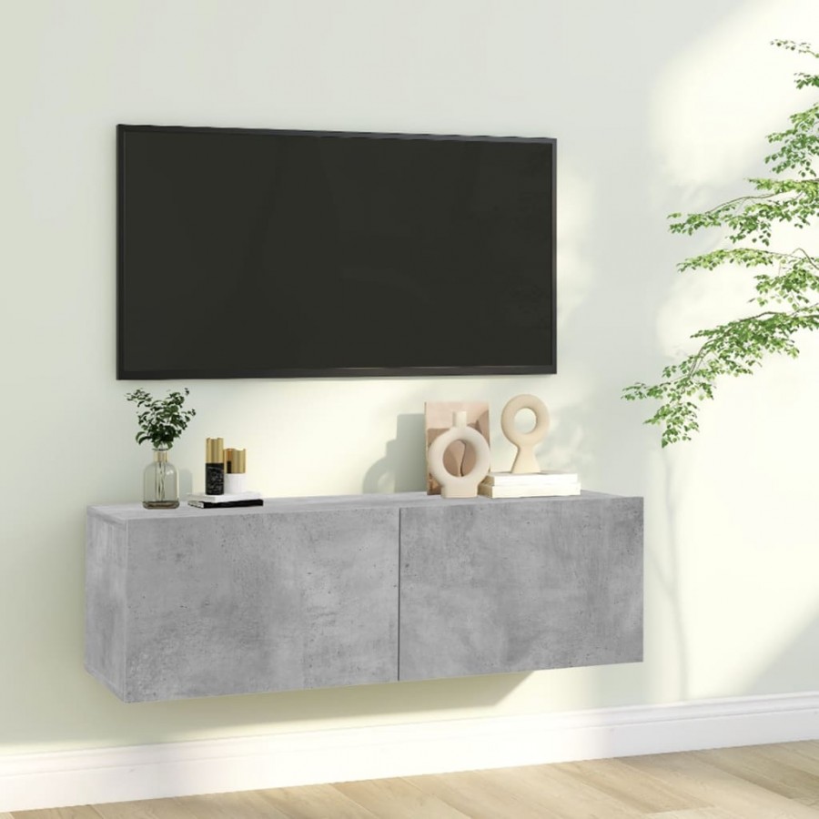 Meuble TV Gris béton 100x30x30 cm Aggloméré