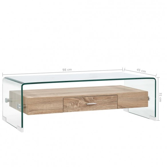 Table basse Clair 98 x 45 x 31 cm Verre trempé