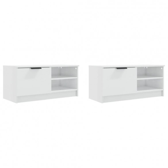 Meubles TV 2 pcs Blanc brillant 80x35x36,5 cm Bois d'ingénierie