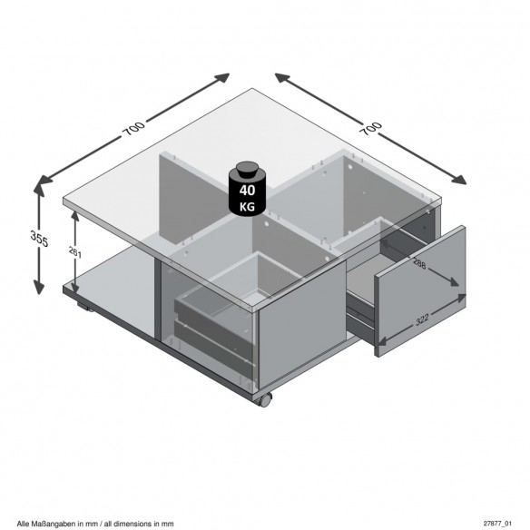 FMD Table basse mobile Style ancien