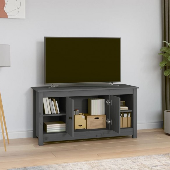 Meuble TV Gris 103x36,5x52 cm Bois de pin massif