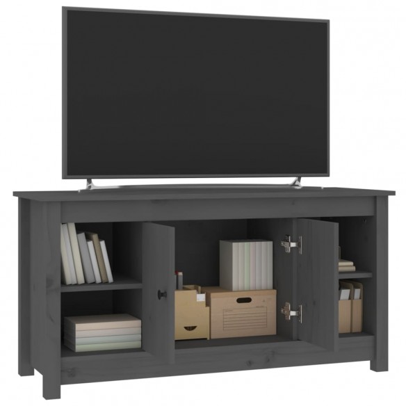 Meuble TV Gris 103x36,5x52 cm Bois de pin massif