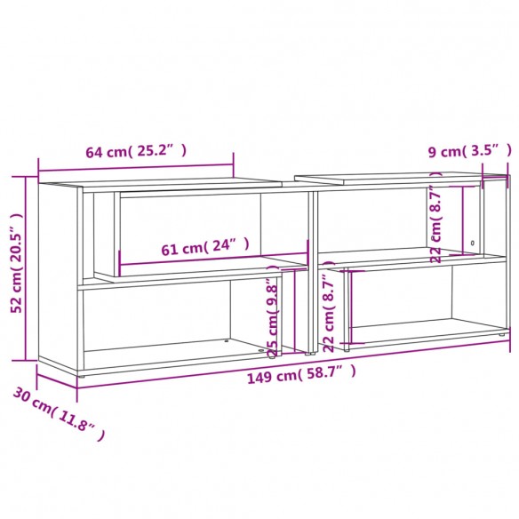 Meuble TV Gris 149x30x52 cm Aggloméré