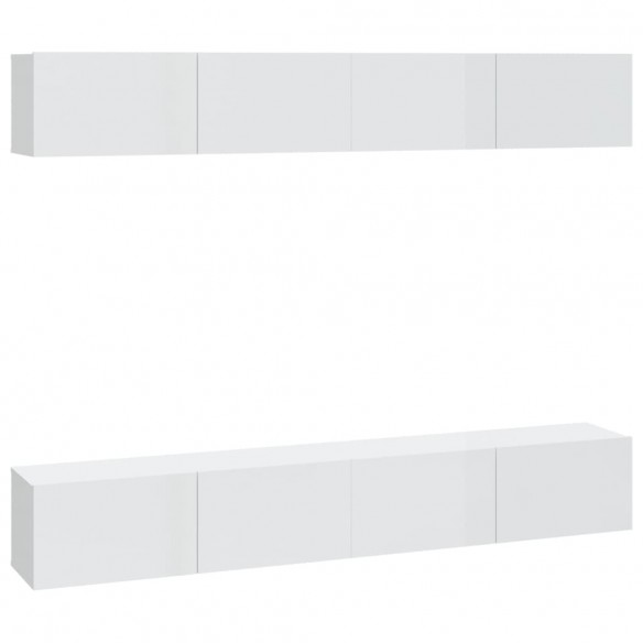 Meubles TV muraux 4 pcs Blanc brillant 100x30x30 cm