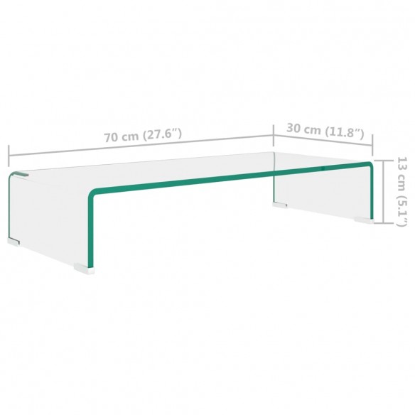 Meuble TV / pour moniteur 70 x 30 x 13 cm Verre Transparent