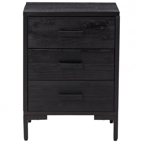 Table de chevet Noir 40x30x55 cm Bois de pin massif