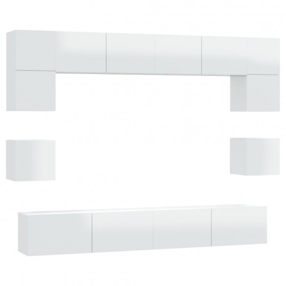 Ensemble de meubles TV 8 pcs Blanc brillant Bois d'ingénierie