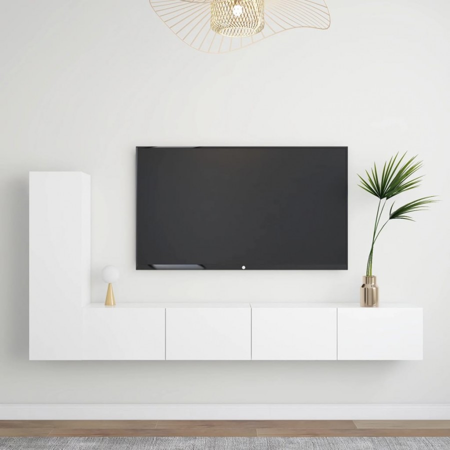 Ensemble de meuble TV 3 pcs Blanc Aggloméré