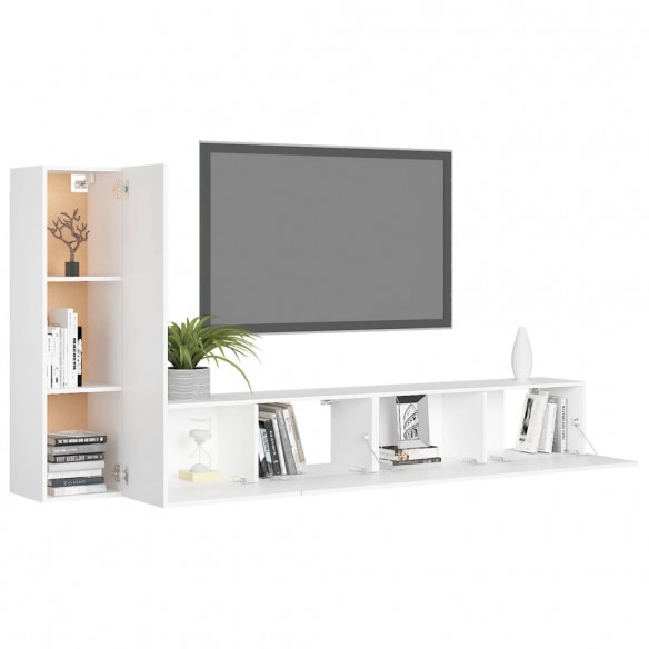 Ensemble de meuble TV 3 pcs Blanc Aggloméré