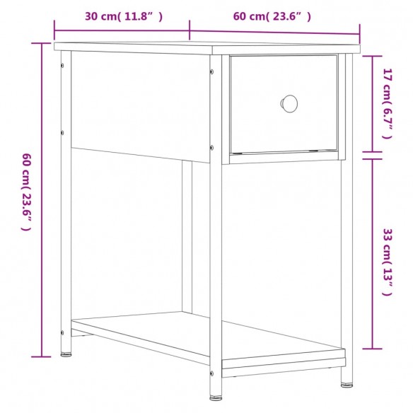 Table de chevet chêne sonoma 30x60x60 cm bois d'ingénierie