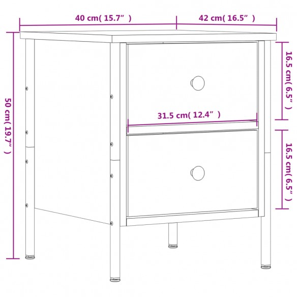 Table de chevet chêne marron 40x42x50 cm bois d'ingénierie