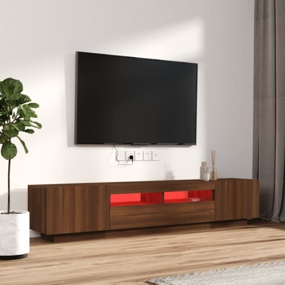 Ensemble de meubles TV avec lumières LED 2 pcs Chêne marron