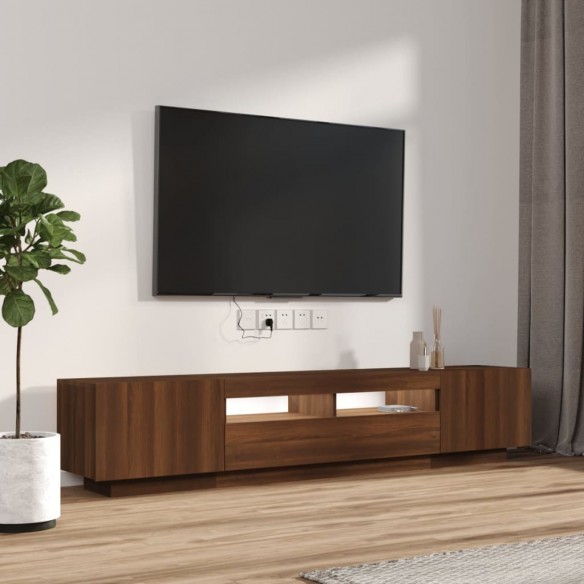 Ensemble de meubles TV avec lumières LED 2 pcs Chêne marron