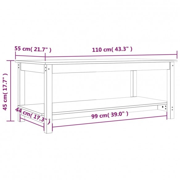 Table basse 110x55x45 cm Bois massif de pin