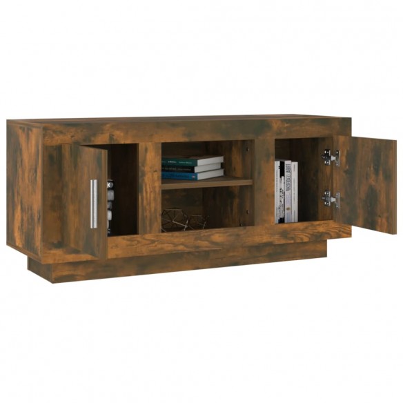 Meuble TV chêne fumé 102x35x45 cm bois d'ingénierie