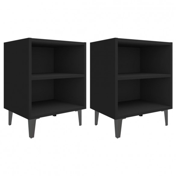 Tables de chevet pieds en métal 2 pcs noir 40x30x50 cm