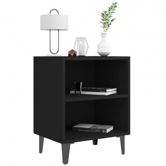 Tables de chevet pieds en métal 2 pcs noir 40x30x50 cm