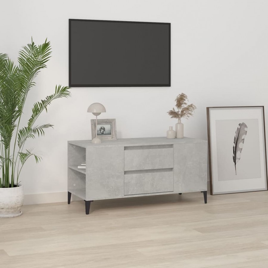 Meuble TV Gris béton 102x44,5x50 cm Bois d'ingénierie