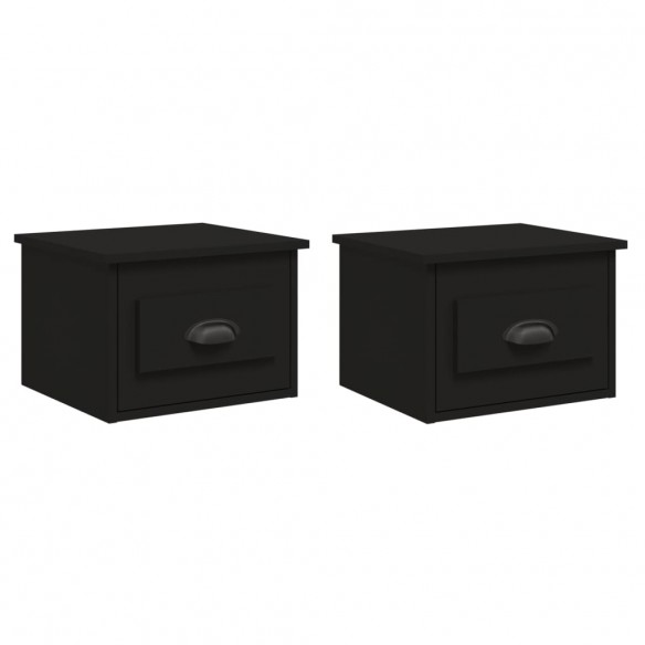 Tables de chevet murales 2 pcs noir 41,5x36x28 cm