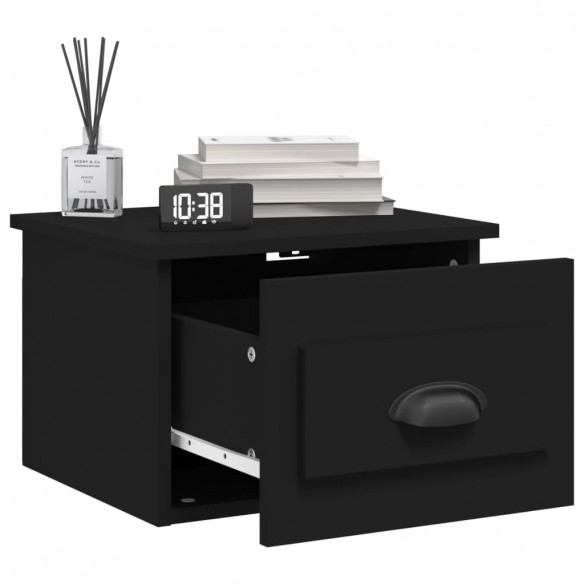 Tables de chevet murales 2 pcs noir 41,5x36x28 cm