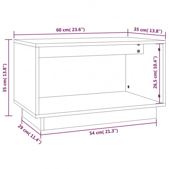 Meuble TV Noir 60x35x35 cm Bois de pin massif