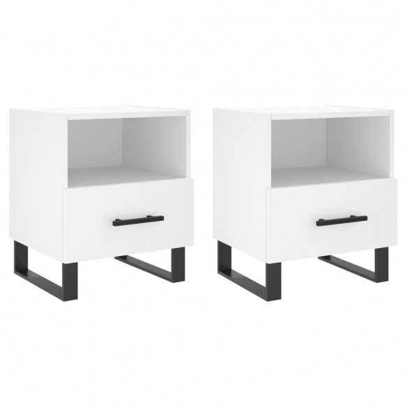 Tables de chevet 2 pcs blanc 40x35x47,5 cm bois d’ingénierie