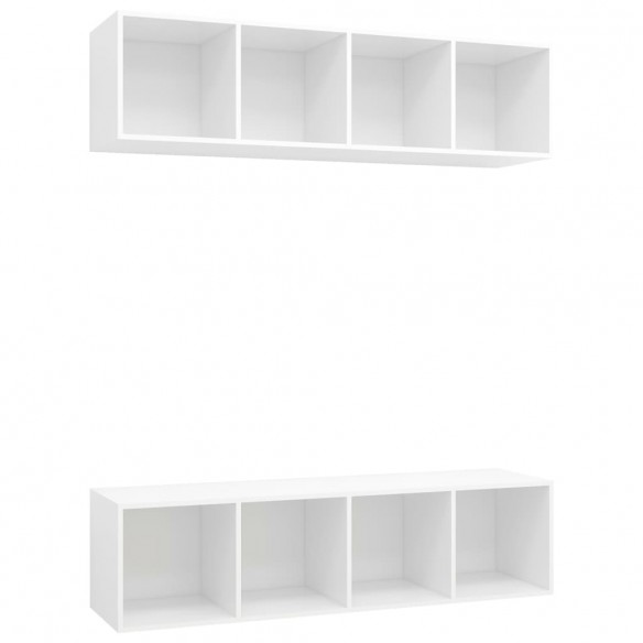 Meubles TV muraux 2 pcs Blanc Aggloméré