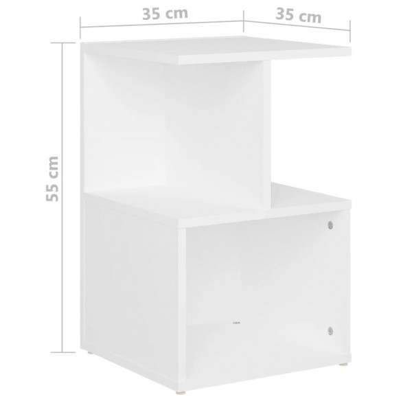 Tables de chevet 2 pcs Blanc 35x35x55 cm Aggloméré