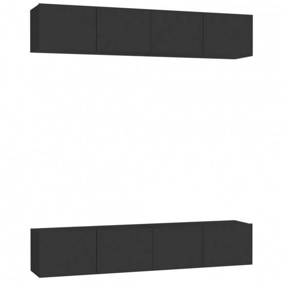 Meubles TV 4 pcs Noir 80x30x30 cm Aggloméré